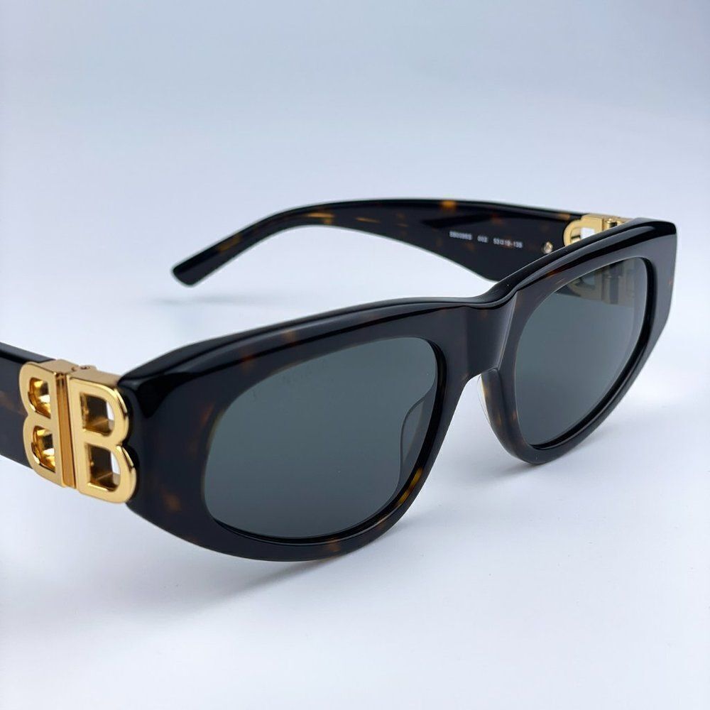 NEW Balenciaga BB0095S 002 Havana Brown Gold Green Cat Eye Unisex Sunglasses - Picture 11 of 14